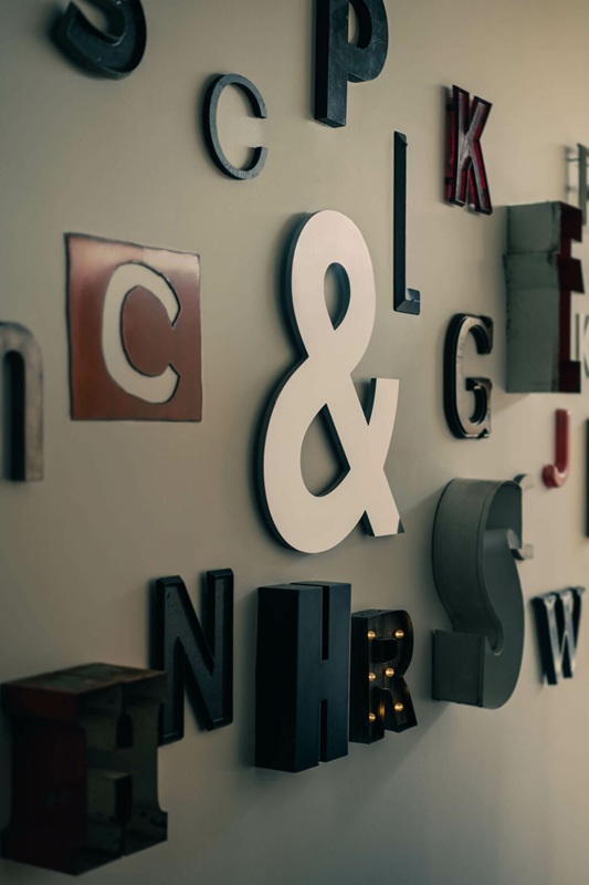 Letters on a wall