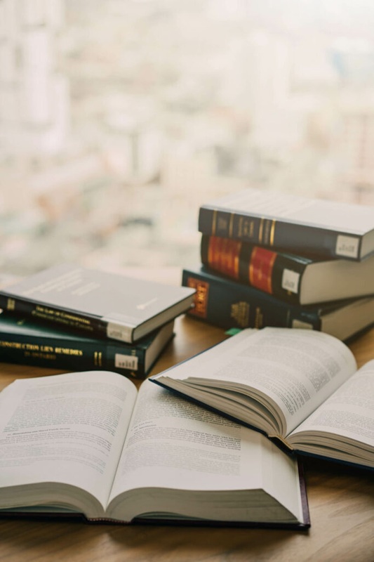 Open books on a table